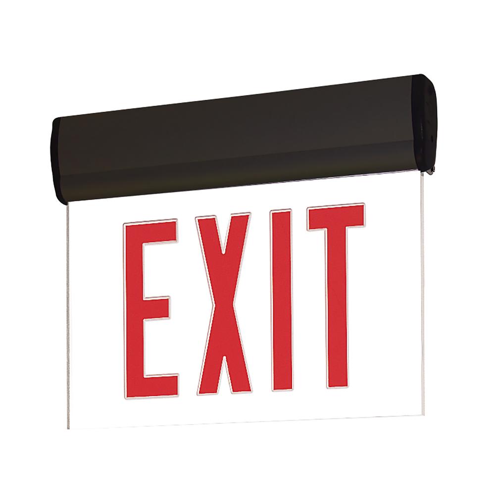 Surface Adjustable LED Edge-Lit Exit Sign, Battery Backup, 6" Red Letters, Single Face / Clear