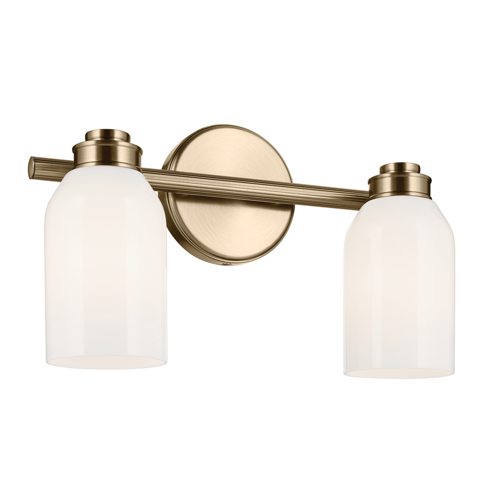 Shae 15" 2-Light Vanity Light with White Opal Glass in Champagne Bronze