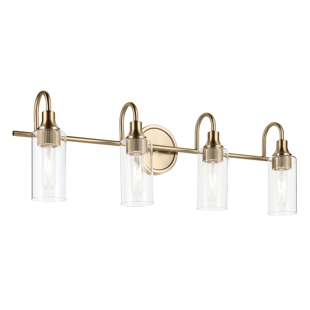 Kavi 31.5" 4-Light Vanity Light with Clear Glass in Champagne Bronze