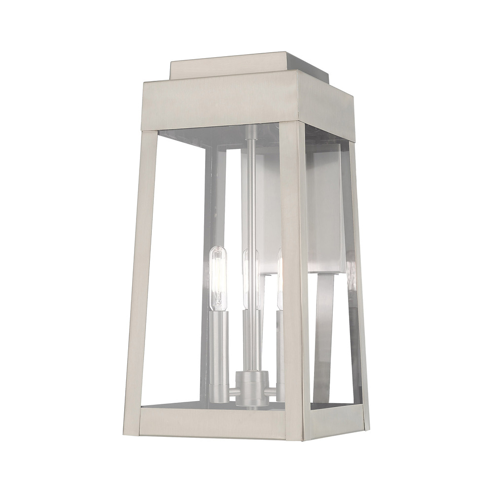 3 Lt Brushed Nickel Outdoor Wall Lantern