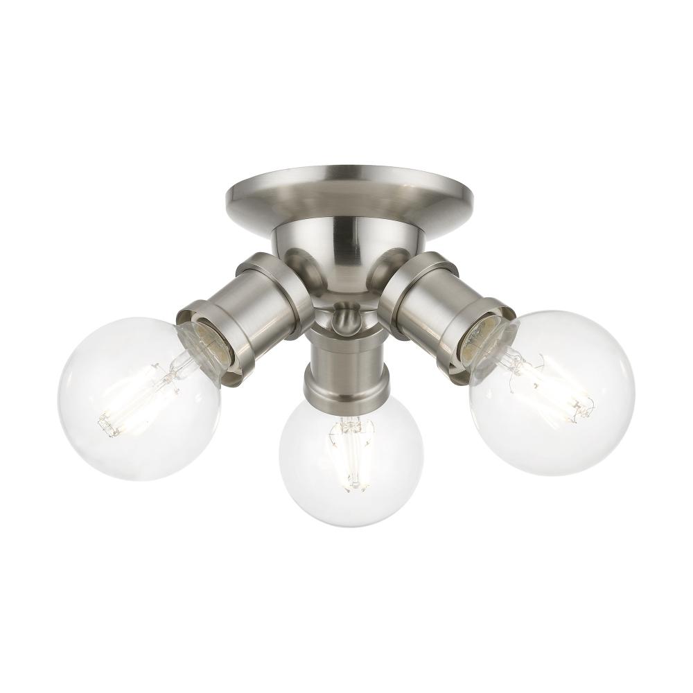 3 Light Brushed Nickel Flush Mount