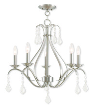 Livex Lighting 40845-91 - 5 Light Brushed Nickel Chandelier