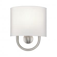 Livex Lighting 42891-91 - 1 Light Brushed Nickel ADA Sconce with Hand Crafted Off-White Fabric Shade