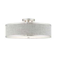 Livex Lighting 60425-91 - 3 Lt Brushed Nickel Semi Flush