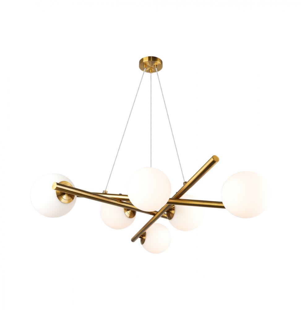 Modena-6-Light Chandelier-Plated Brushed Brass