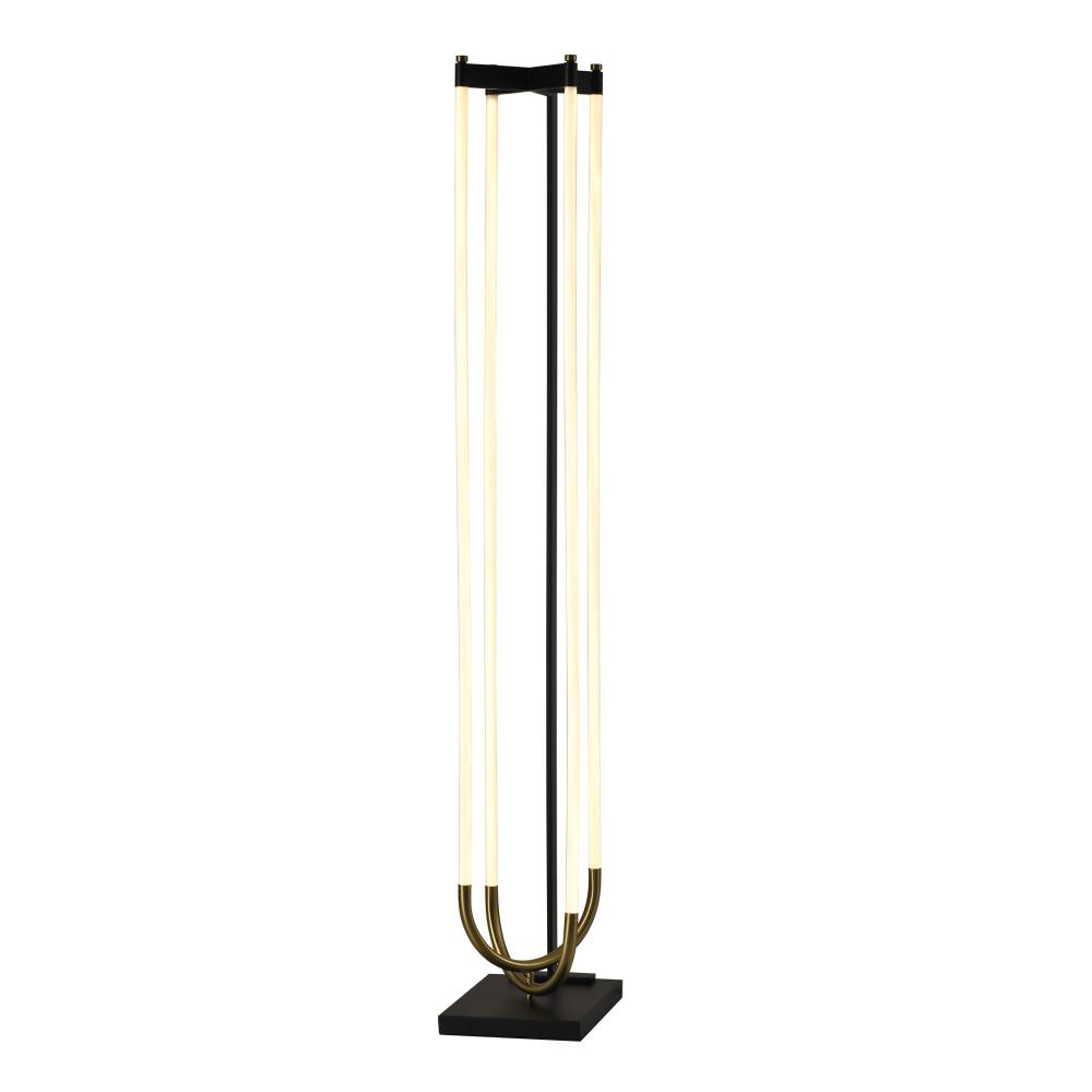 Cascata Integrated LED Floor Lamp, Black and Brushed Brass