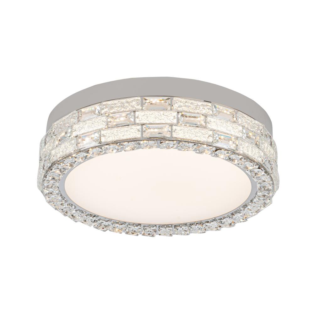 Elegance Integrated LED Flush Mount 15.75", Chrome with Crystal Glassware