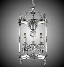 American Brass & Crystal LT2213-OTK-10G-ST - 3 Light 13 inch Lantern with Clear Curved glass & Crystal