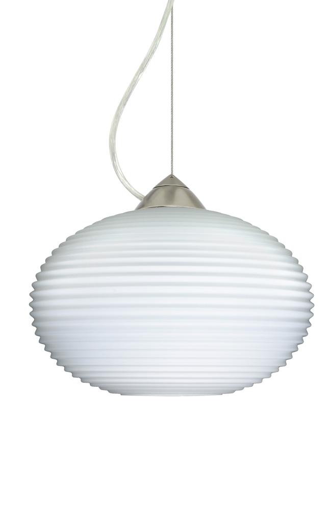 Besa Pape 12 Pendant 1Kx Opal Ribbed Satin Nickel 1x9W LED