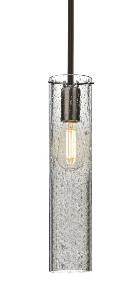 Besa, Juni 16 Stem Pendant, Clear Bubble, Bronze, 1x4W LED Filament