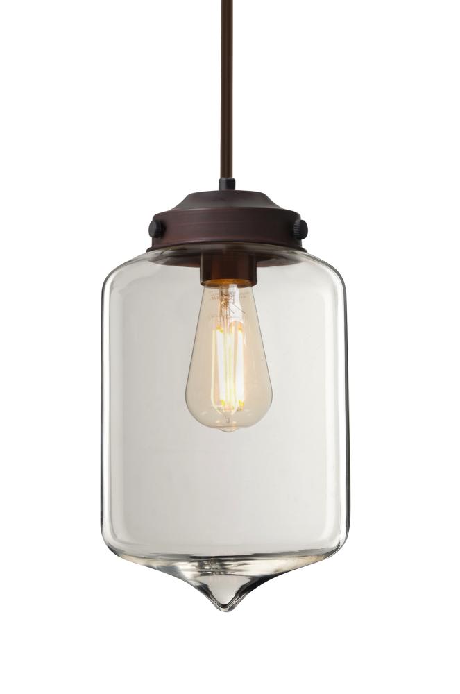 Besa Olin Stem Pendant Bronze Clear 1x4W LED Filament