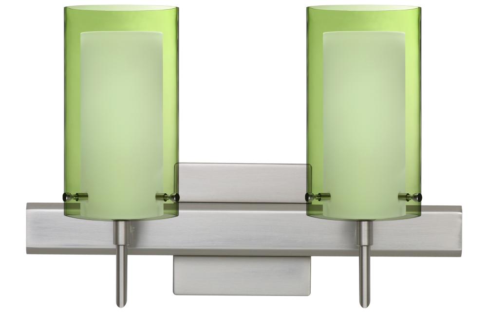 Besa Pahu 4 Wall With SQ Canopy 2SW Transparent Olive/Opal Satin Nickel 2x5W LED