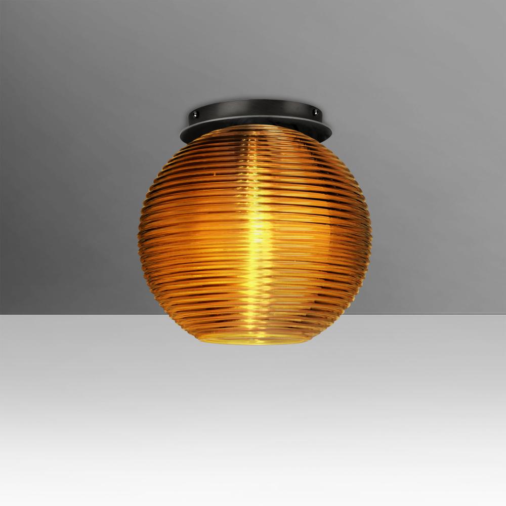 Besa Kristall 8 Ceiling, Amber, Black FInish, 1x9W LED