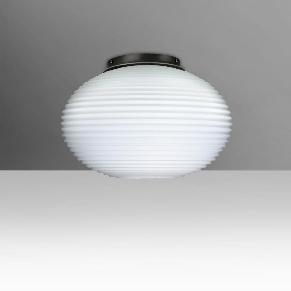 Besa Pape 10 Ceiling Black Finish, Opal Ribbed 1x9W LED