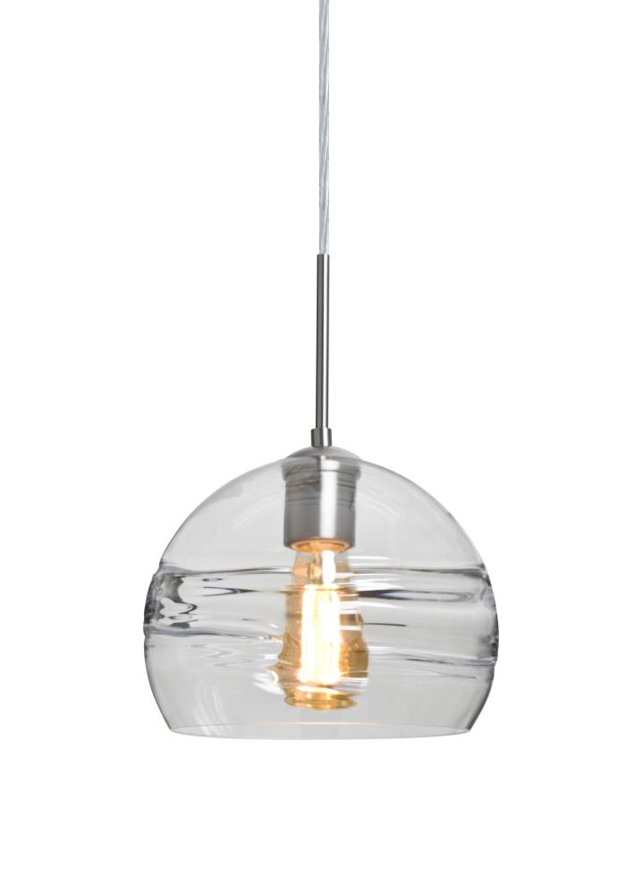 Besa Spirit 8 Pendant For Multiport Canopy, Clear, Satin Nickel Finish, 1x8W LED Fila