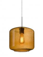 Besa Lighting 1JT-NILES10AM-EDIL-SN - Besa Niles 10 Pendant, Amber Bubble, Satin Nickel Finish, 1x4W LED Filament