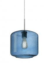 Besa Lighting 1JT-NILES10BL-EDIL-SN - Besa Niles 10 Pendant, Blue Bubble, Satin Nickel Finish, 1x4W LED Filament