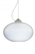 Besa Lighting 1KX-491307-LED-SN - Besa Pape 12 Pendant 1Kx Opal Ribbed Satin Nickel 1x9W LED