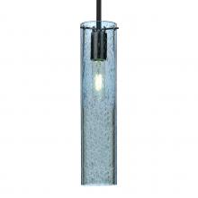 Besa Lighting 1TT-JUNI16BL-BK - Besa, Juni 16 Stem Pendant, Blue Bubble, Black, 1x60W MAX E26 Base