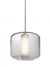 Besa Lighting 1TT-NILES10CO-SN - Besa Niles 10 Pendant, Clear Bubble/Opal, Satin Nickel Finish, 1x60W Medium Base T10