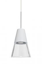 Besa Lighting 1XP-TIMO6WC-LED-SN - Besa, Timo 6 Cord Pendant,Clear/White, Satin Nickel Finish, 1x9W LED