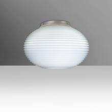 Besa Lighting 491207C-LED-SN - Besa, Pape 10 Ceiling, Opal Ribbed, Satin Nickel Finish, 1x9W LED