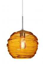 Besa Lighting J-462782-EDIL-SN - Besa Wave 10 Pendant For Multiport Canopy Satin Nickel Amber 1x8W LED Filament