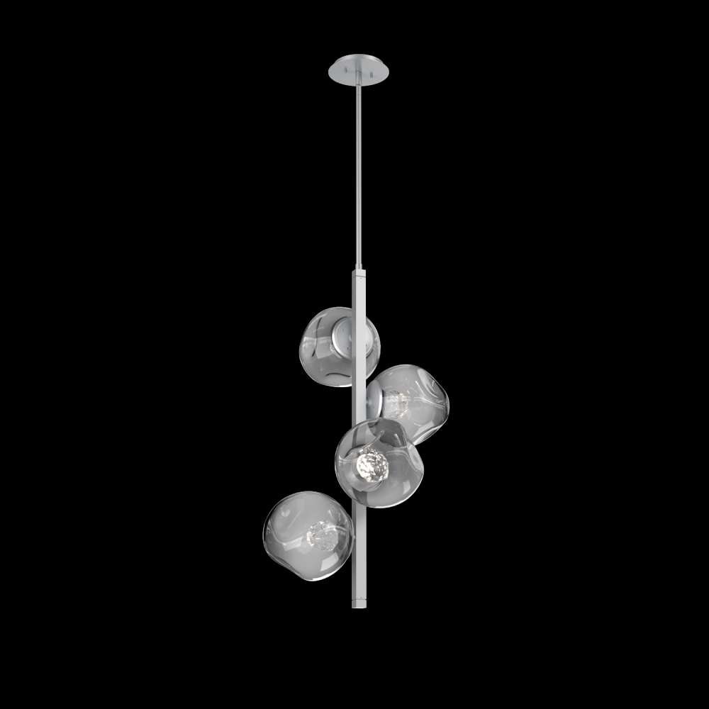 Luna 4pc Twisted Vine-Classic Silver-Floret Inner - Smoke Outer-Threaded Rod Suspension-LED 3000K
