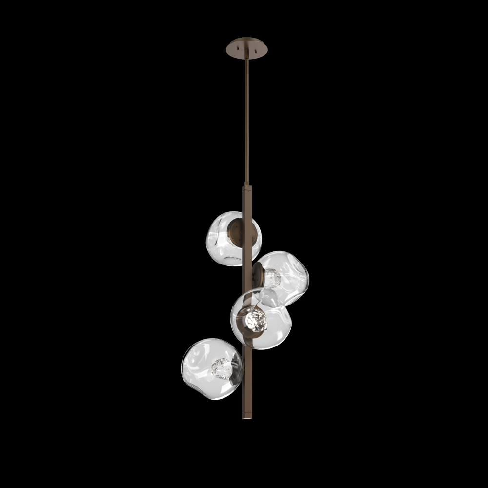 Luna 4pc Twisted Vine-Flat Bronze-Floret Inner - Clear Outer-Threaded Rod Suspension-LED 3000K