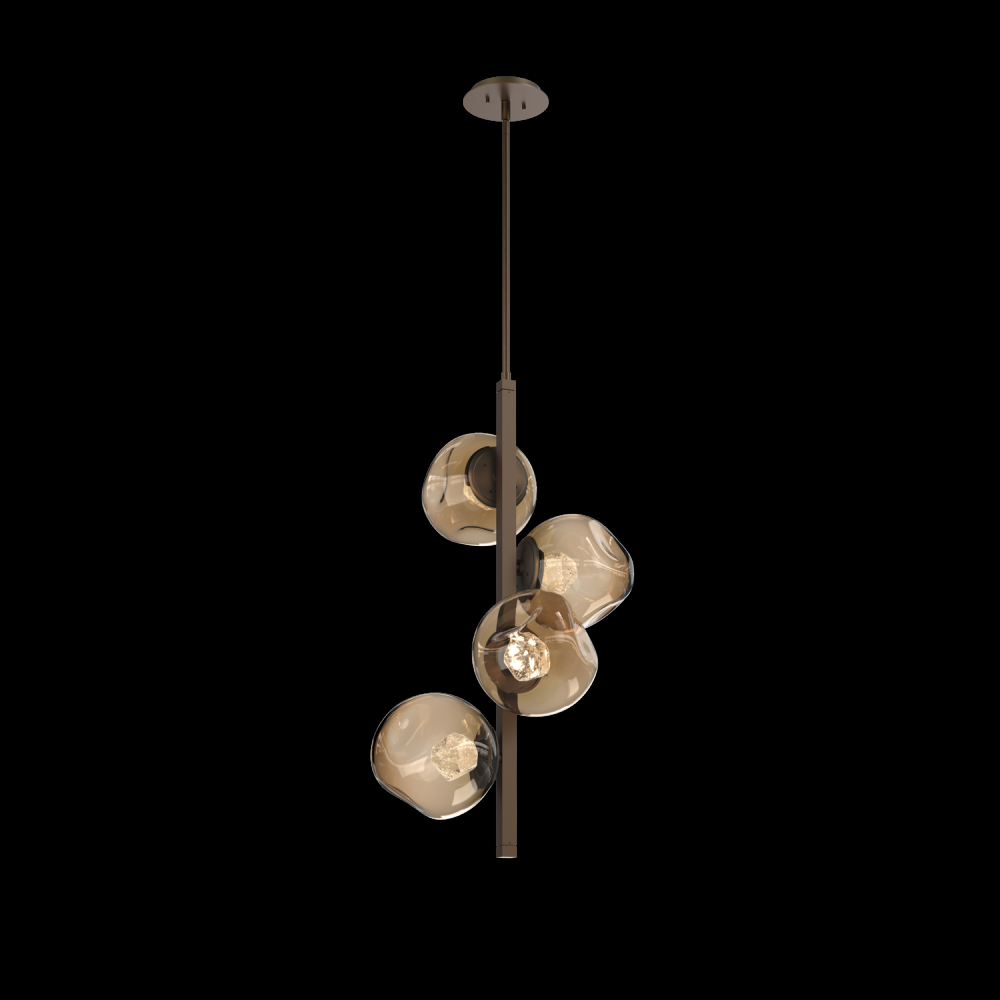 Luna 4pc Twisted Vine-Flat Bronze-Zircon Inner - Bronze Outer-Threaded Rod Suspension-LED 3000K