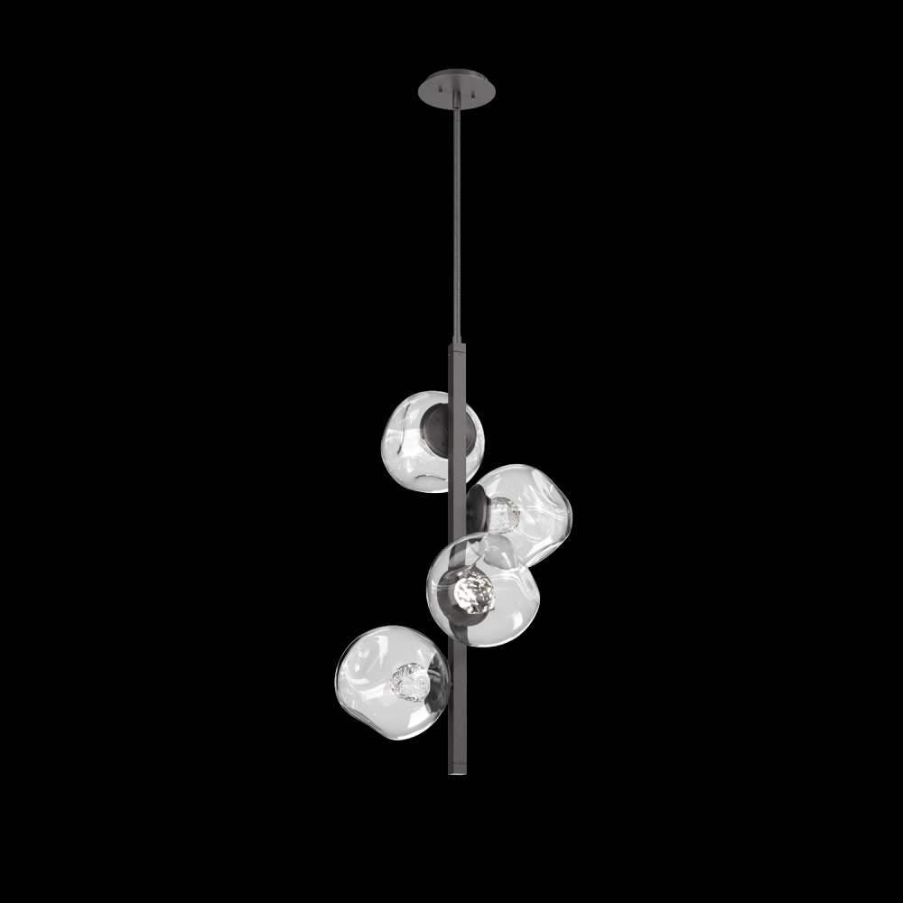 Luna 4pc Twisted Vine-Graphite-Floret Inner - Clear Outer-Threaded Rod Suspension-LED 3000K