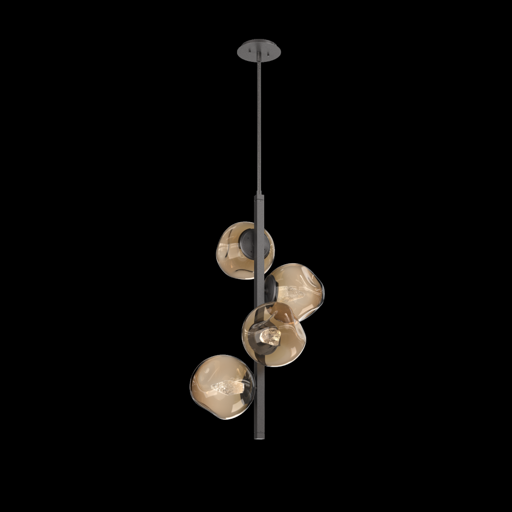 Luna 4pc Twisted Vine-Graphite-Geo Inner - Bronze Outer-Threaded Rod Suspension-LED 3000K