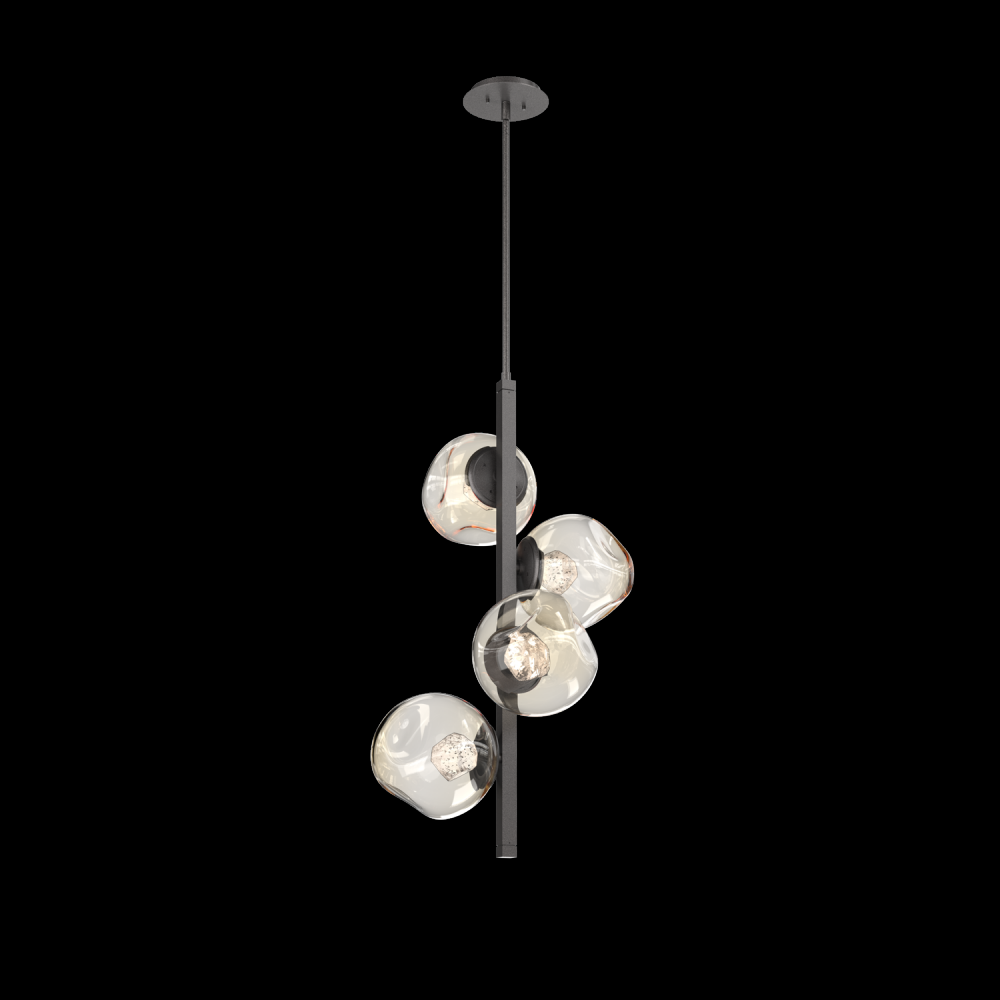 Luna 4pc Twisted Vine-Graphite-Zircon Inner - Amber Outer-Threaded Rod Suspension-LED 3000K