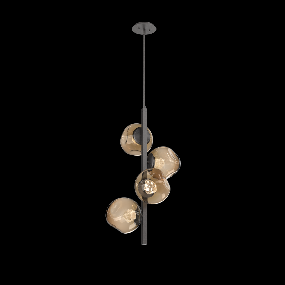 Luna 4pc Twisted Vine-Graphite-Zircon Inner - Bronze Outer-Threaded Rod Suspension-LED 3000K
