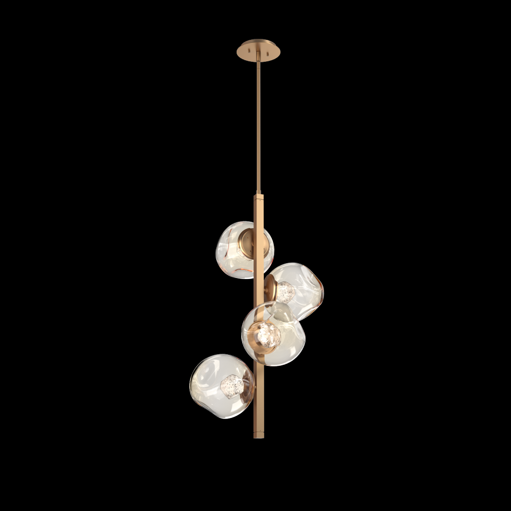 Luna 4pc Twisted Vine-Novel Brass-Zircon Inner - Amber Outer-Threaded Rod Suspension-LED 3000K