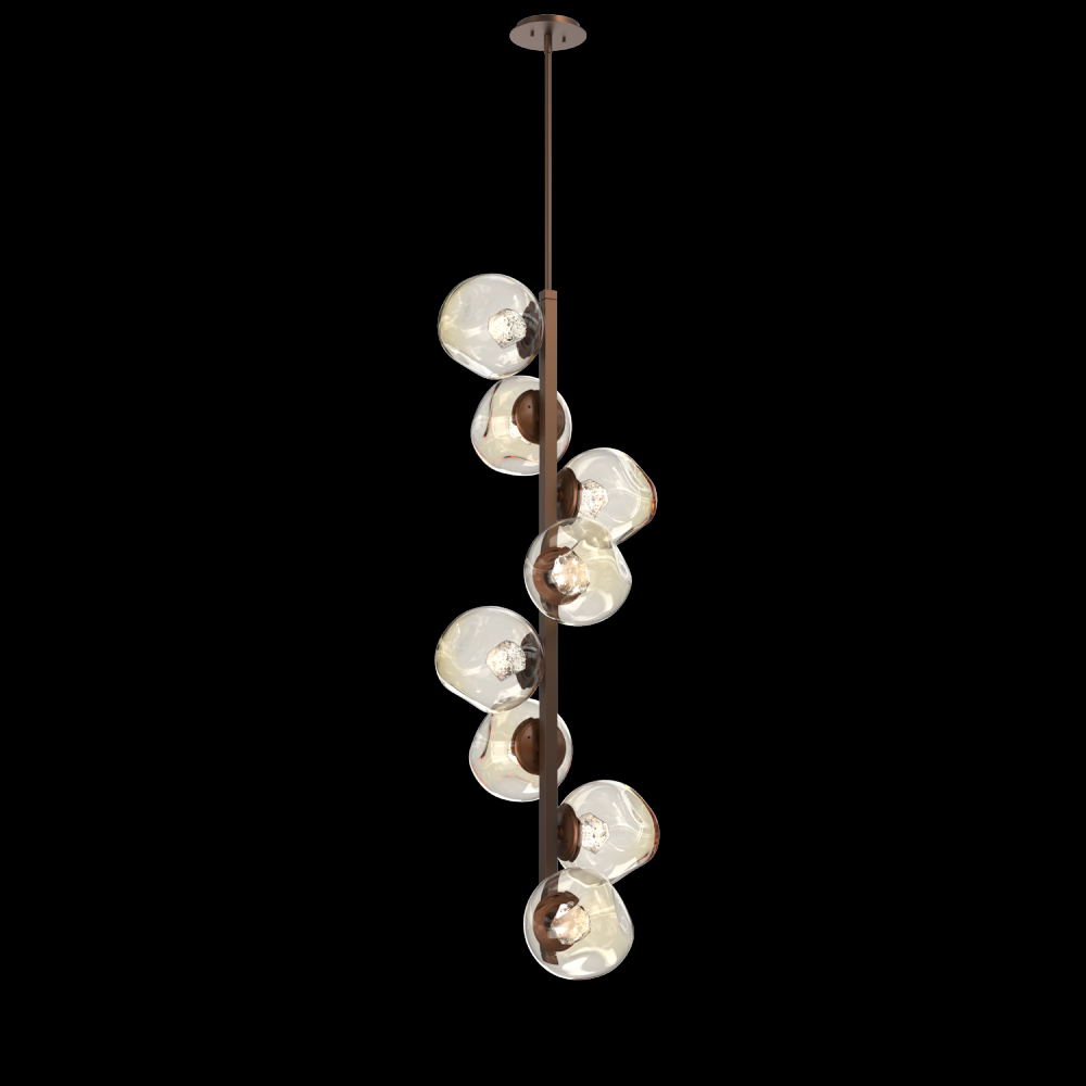 Luna 8pc Twisted Vine-Burnished Bronze-Zircon Inner - Amber Outer-Threaded Rod Suspension-LED 3000K