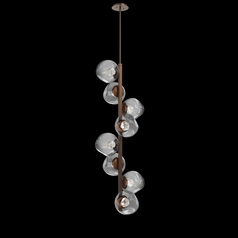 Luna 8pc Twisted Vine-Burnished Bronze-Zircon Inner - Smoke Outer-Threaded Rod Suspension-LED 3000K