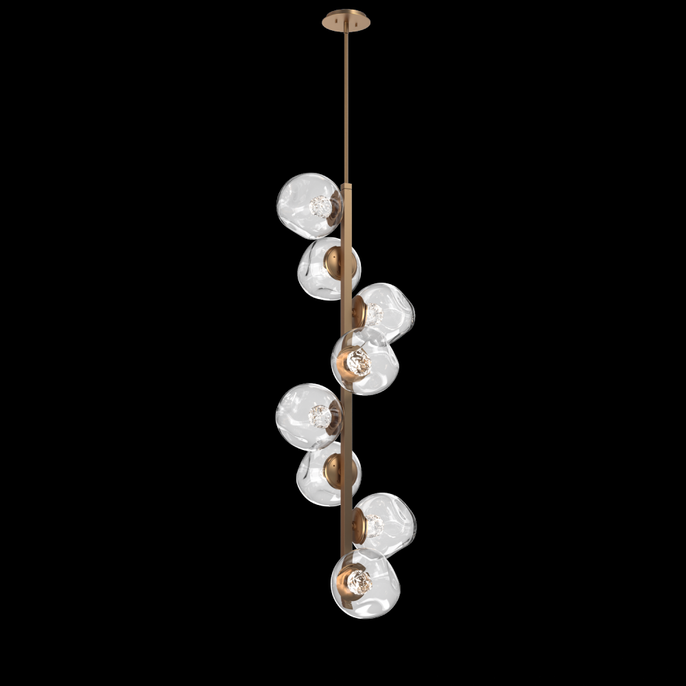 Luna 8pc Twisted Vine-Novel Brass-Floret Inner - Clear Outer-Threaded Rod Suspension-LED 3000K