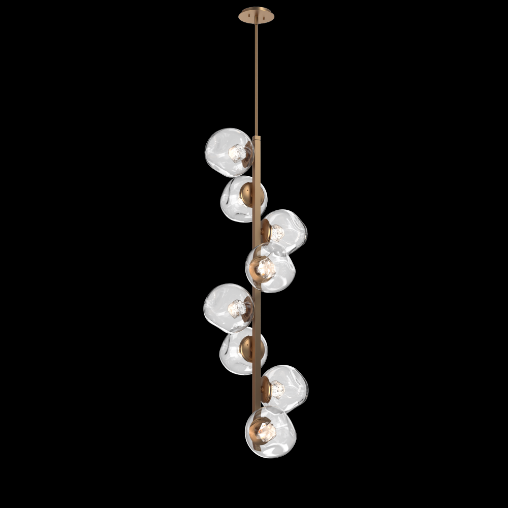 Luna 8pc Twisted Vine-Novel Brass-Zircon Inner - Clear Outer-Threaded Rod Suspension-LED 3000K