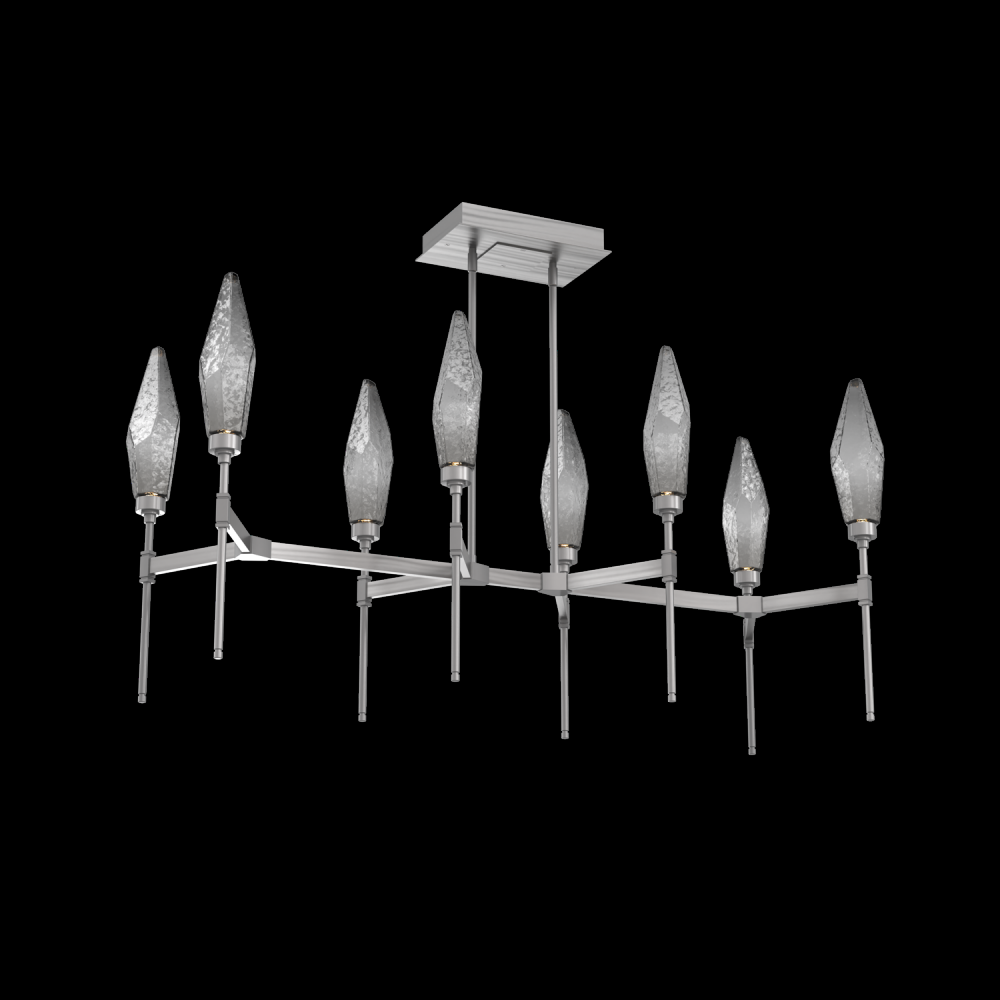 Rock Crystal Linear Belvedere Suspension-48-Satin Nickel