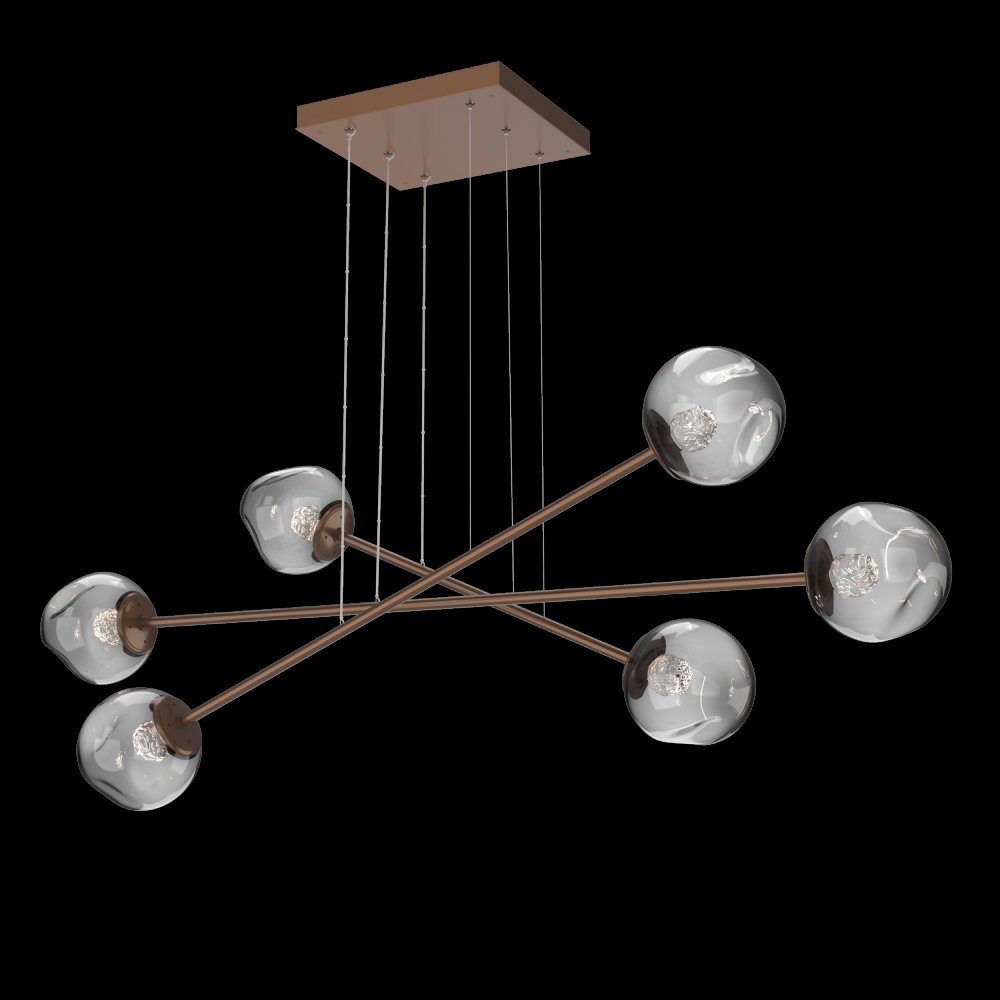 Luna Triple Moda-Burnished Bronze-Floret Inner - Smoke Outer-Stainless Cable-LED 3000K