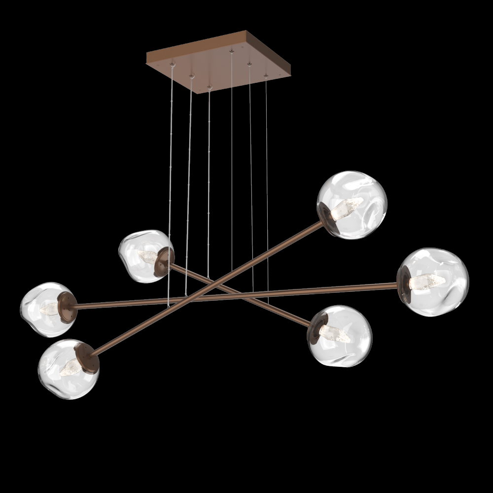 Luna Triple Moda-Burnished Bronze-Geo Inner - Clear Outer-Stainless Cable-LED 3000K