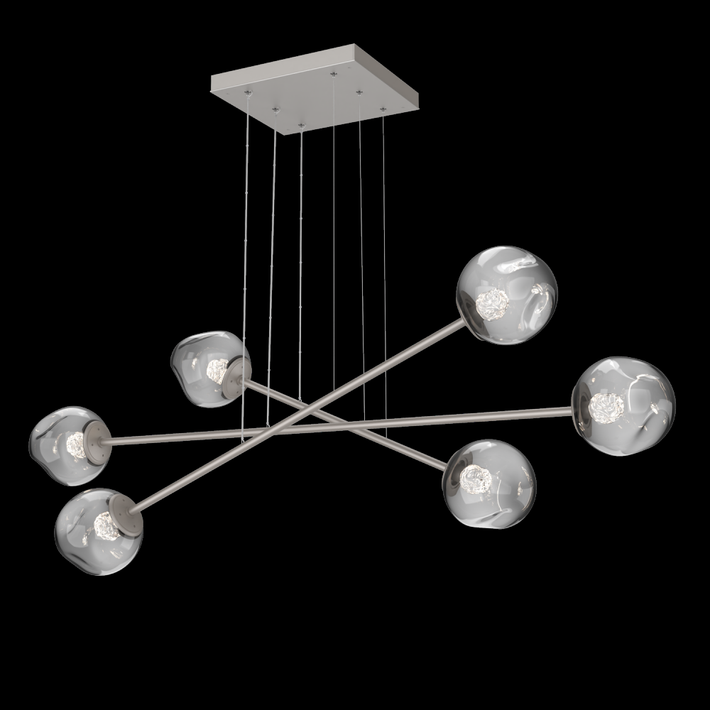 Luna Triple Moda-Beige Silver-Floret Inner - Smoke Outer-Stainless Cable-LED 3000K