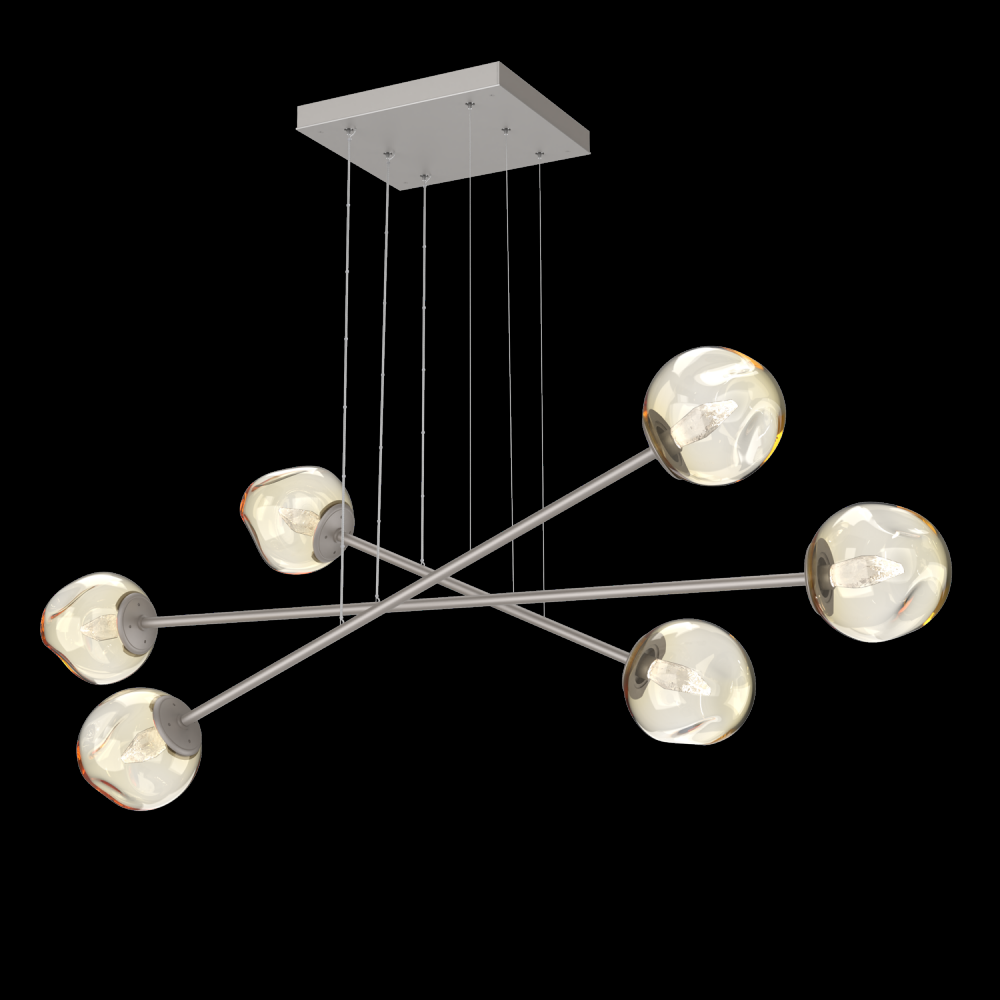 Luna Triple Moda-Beige Silver-Geo Inner - Amber Outer-Stainless Cable-LED 3000K