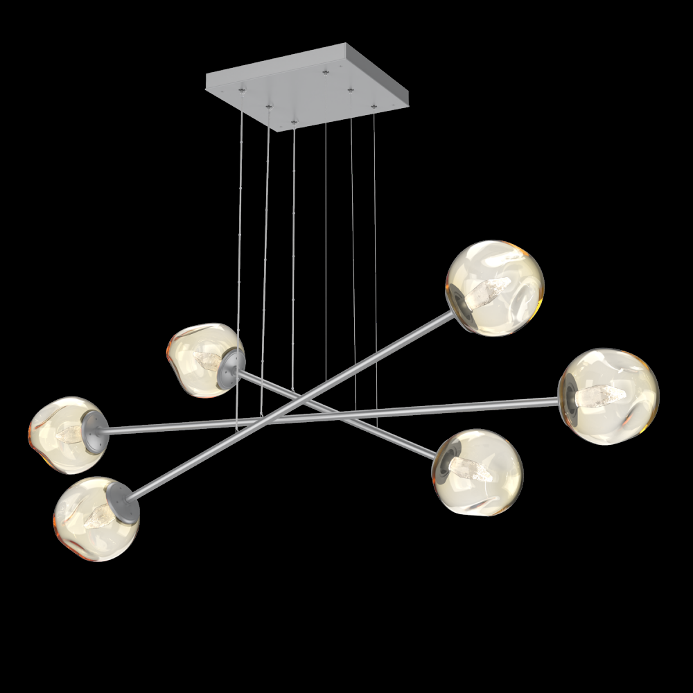 Luna Triple Moda-Classic Silver-Geo Inner - Amber Outer-Stainless Cable-LED 3000K