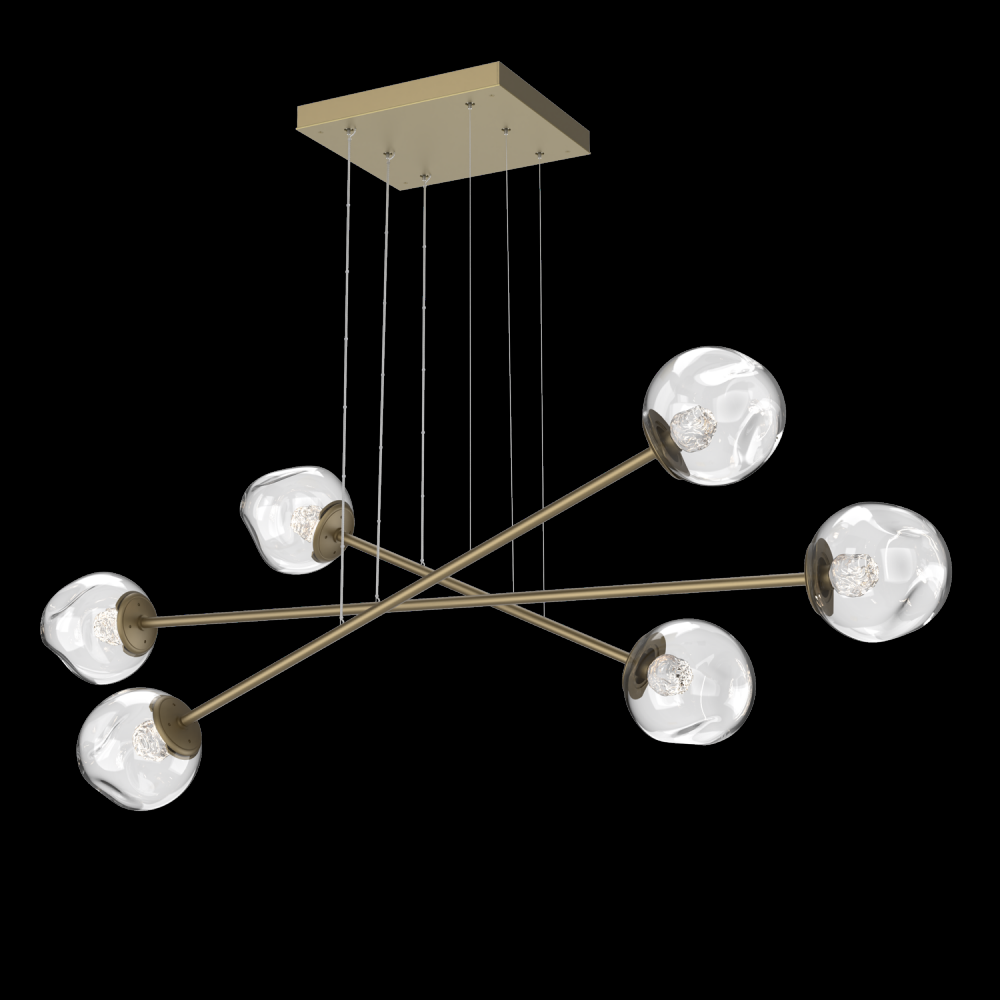 Luna Triple Moda-Gilded Brass-Floret Inner - Clear Outer-Stainless Cable-LED 3000K