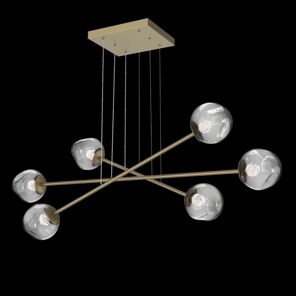 Luna Triple Moda-Gilded Brass-Floret Inner - Smoke Outer-Stainless Cable-LED 3000K