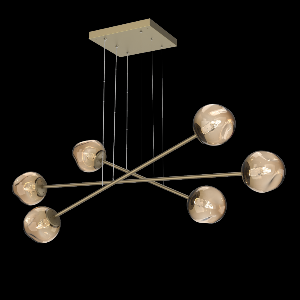 Luna Triple Moda-Gilded Brass-Geo Inner - Bronze Outer-Stainless Cable-LED 3000K