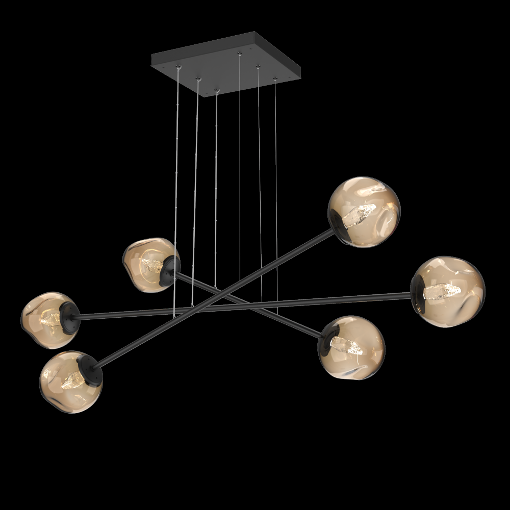 Luna Triple Moda-Matte Black-Geo Inner - Bronze Outer-Stainless Cable-LED 3000K