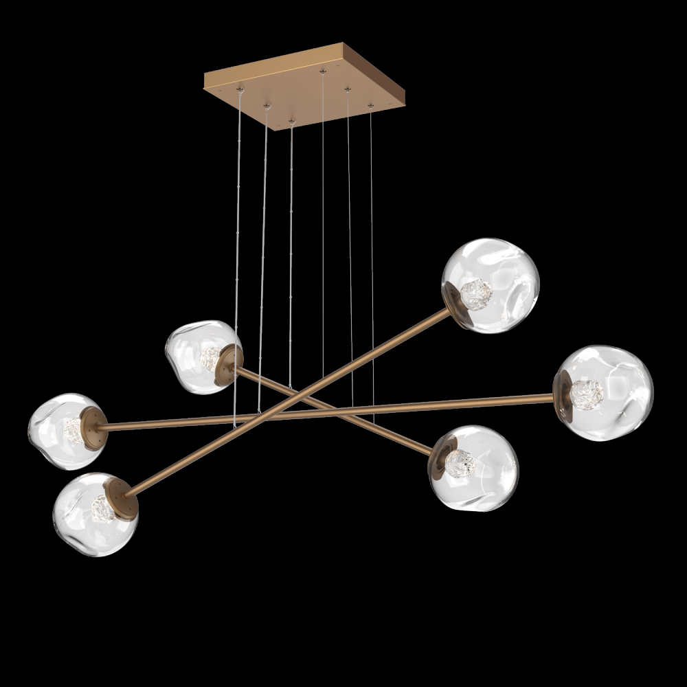 Luna Triple Moda-Novel Brass-Floret Inner - Clear Outer-Stainless Cable-LED 3000K